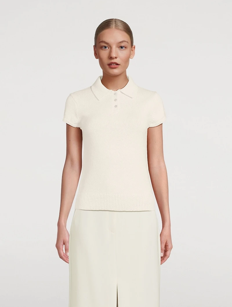 Cotton-Wool Bouclé Polo Shirt