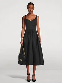 Gathered Poplin Midi Dress