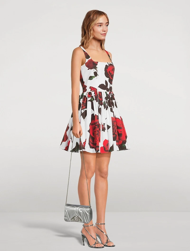 Poplin Mini Dress Tudor Rose Print
