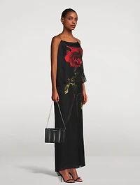 Silk Chiffon Maxi Dress Shadow Rose Print