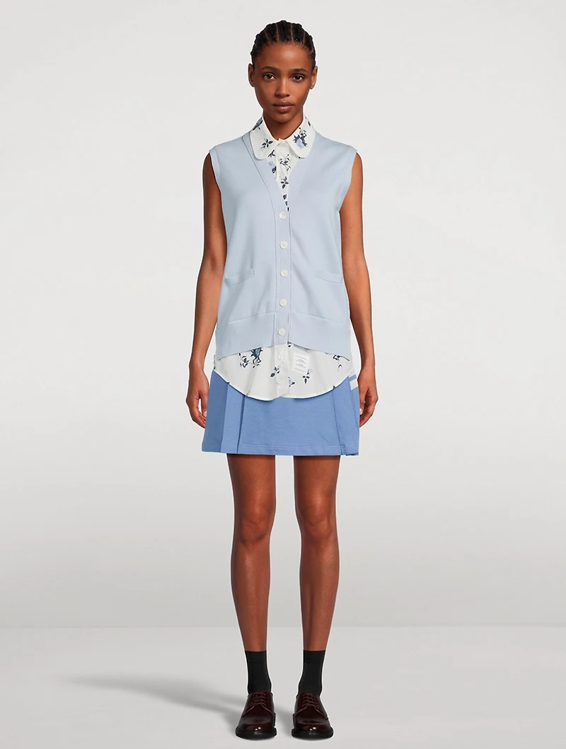 Sleeveless Cardigan With Shirt Floral Print