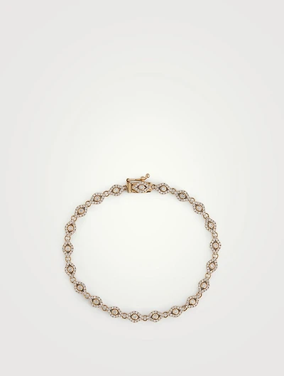 Small 14K Gold Bezel Evil Eye Link Bracelet With Diamonds