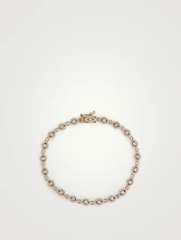 Small 14K Gold Bezel Evil Eye Link Bracelet With Diamonds