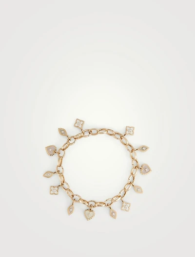 14K Gold Enamel Charm Bracelet