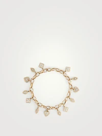14K Gold Enamel Charm Bracelet
