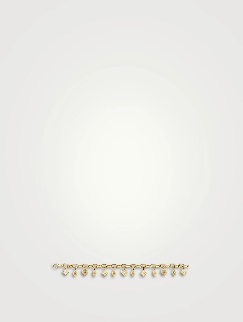 14K Gold Enamel Charm Bracelet