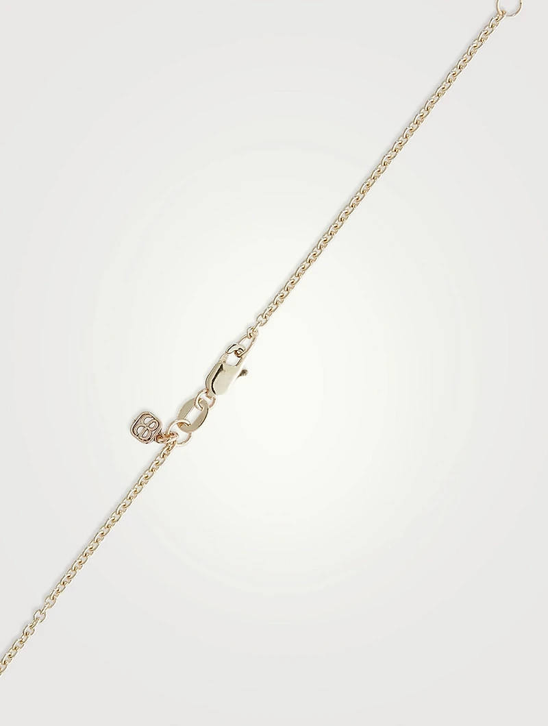 Large 14K Gold Luck Tableau Medallion Necklace With Diamonds