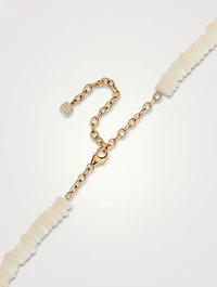 14K Gold Mother-Of-Pearl Heishi Beaded Multi Charm Necklace With Diamonds