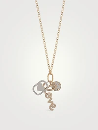 XL 14K Gold Starburst, Love Script, And Star Chain Combo Necklace With Diamonds