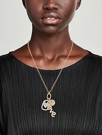 XL 14K Gold Starburst, Love Script, And Star Chain Combo Necklace With Diamonds