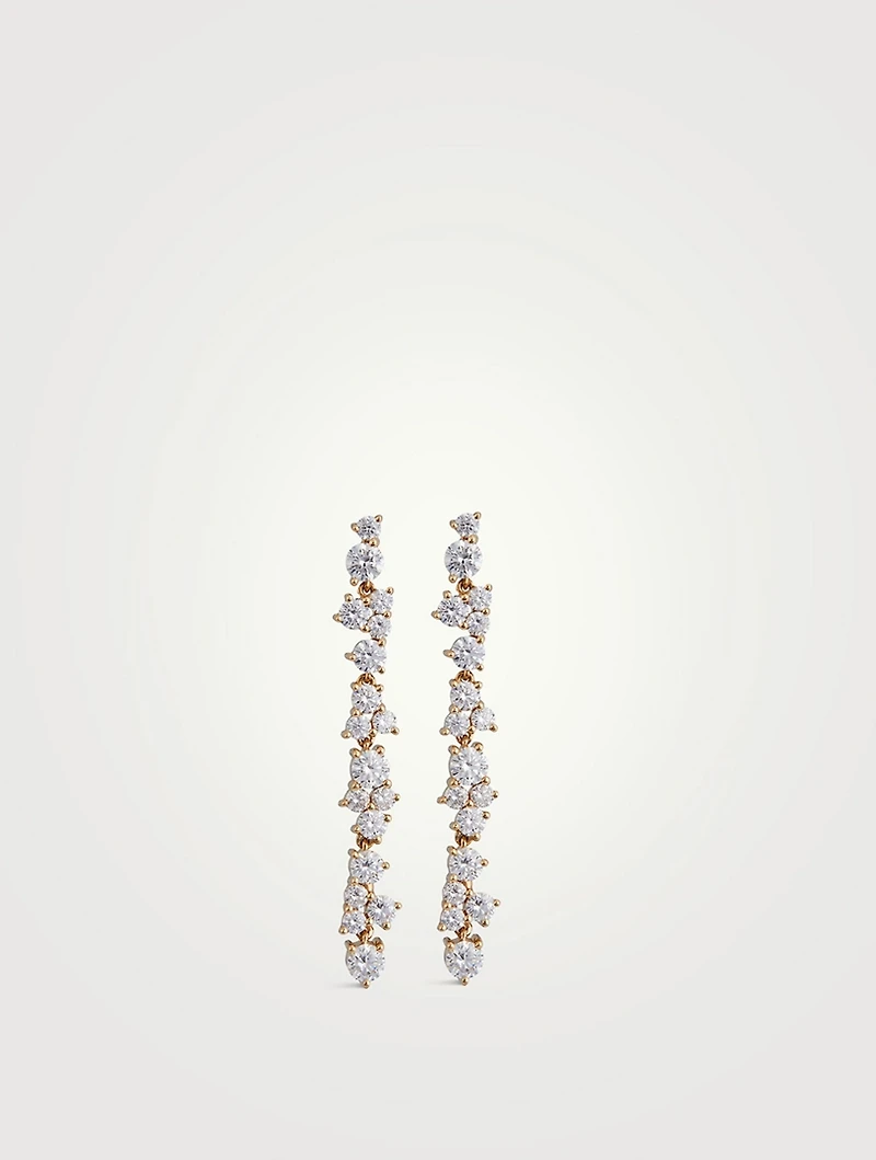 14K Gold Linear Earrings With Diamonds