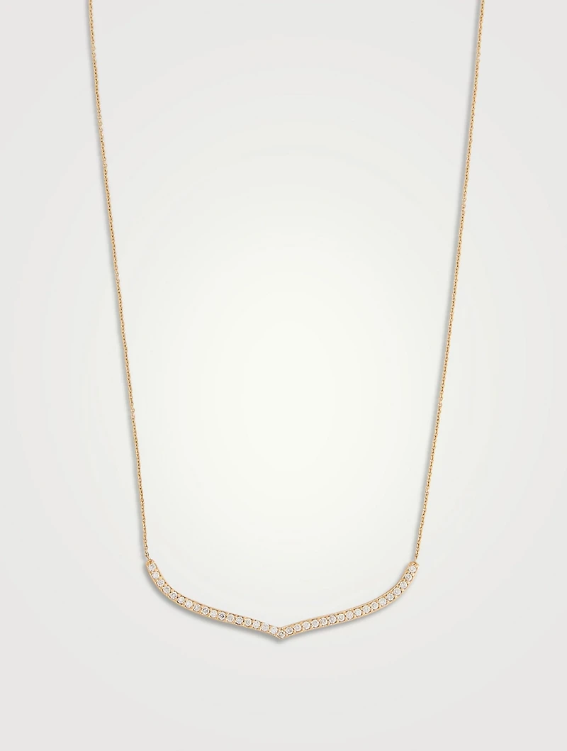 Large 14K Gold Moroccan Necklace With Diamonds