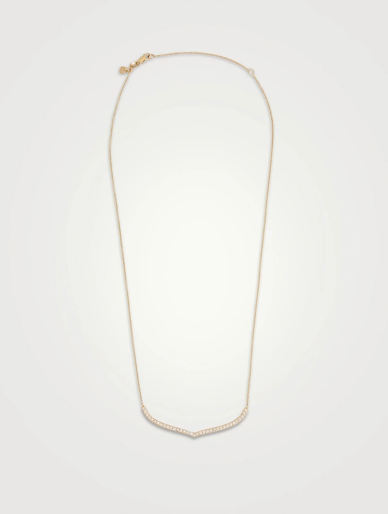 Large 14K Gold Moroccan Necklace With Diamonds