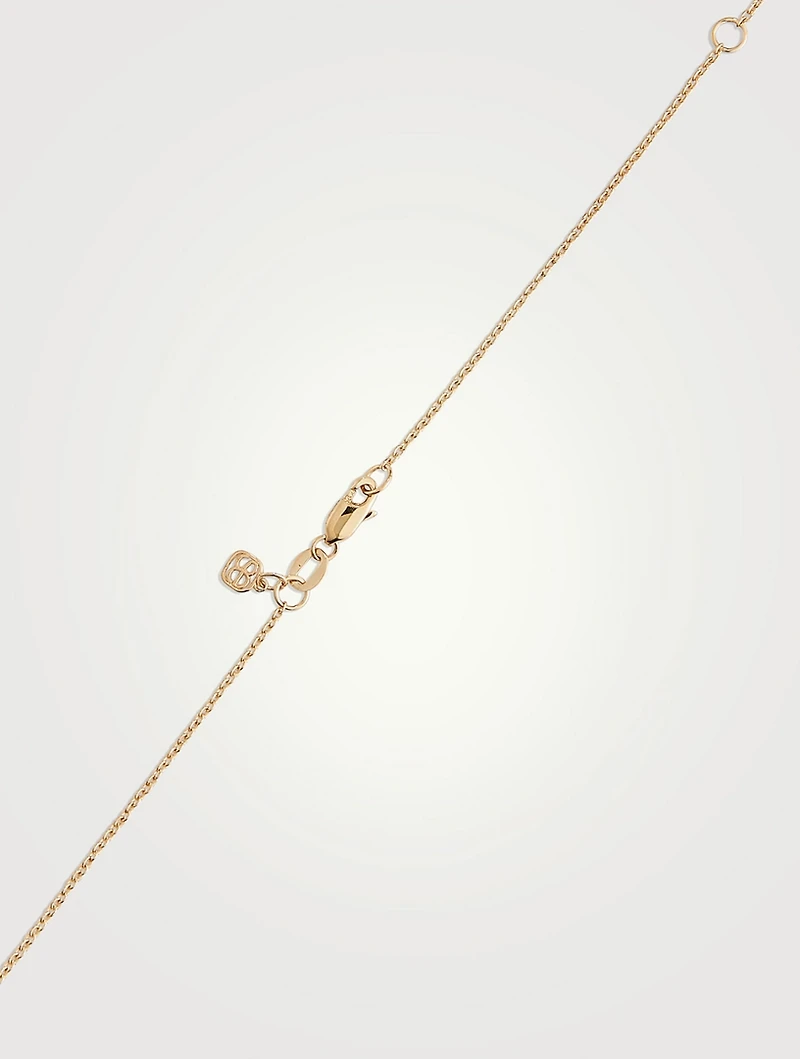 14K Gold Single Stone Enamel Marquise Necklace With Diamond