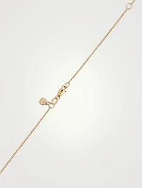 14K Gold Single Stone Enamel Marquise Necklace With Diamond