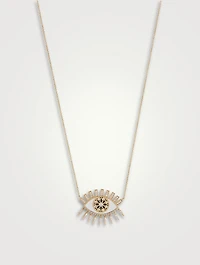 14K Gold Kaleidoscope Eye Fringe Necklace With White And Black Diamonds