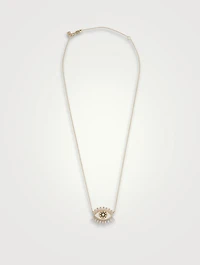 14K Gold Kaleidoscope Eye Fringe Necklace With White And Black Diamonds