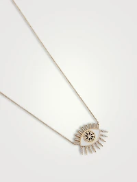 14K Gold Kaleidoscope Eye Fringe Necklace With White And Black Diamonds