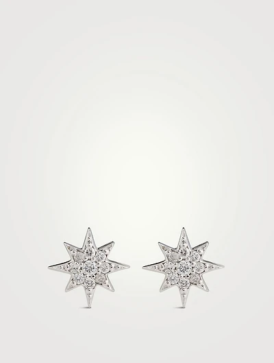 Aztec 14K White Gold North Star Stud Earrings With Diamonds
