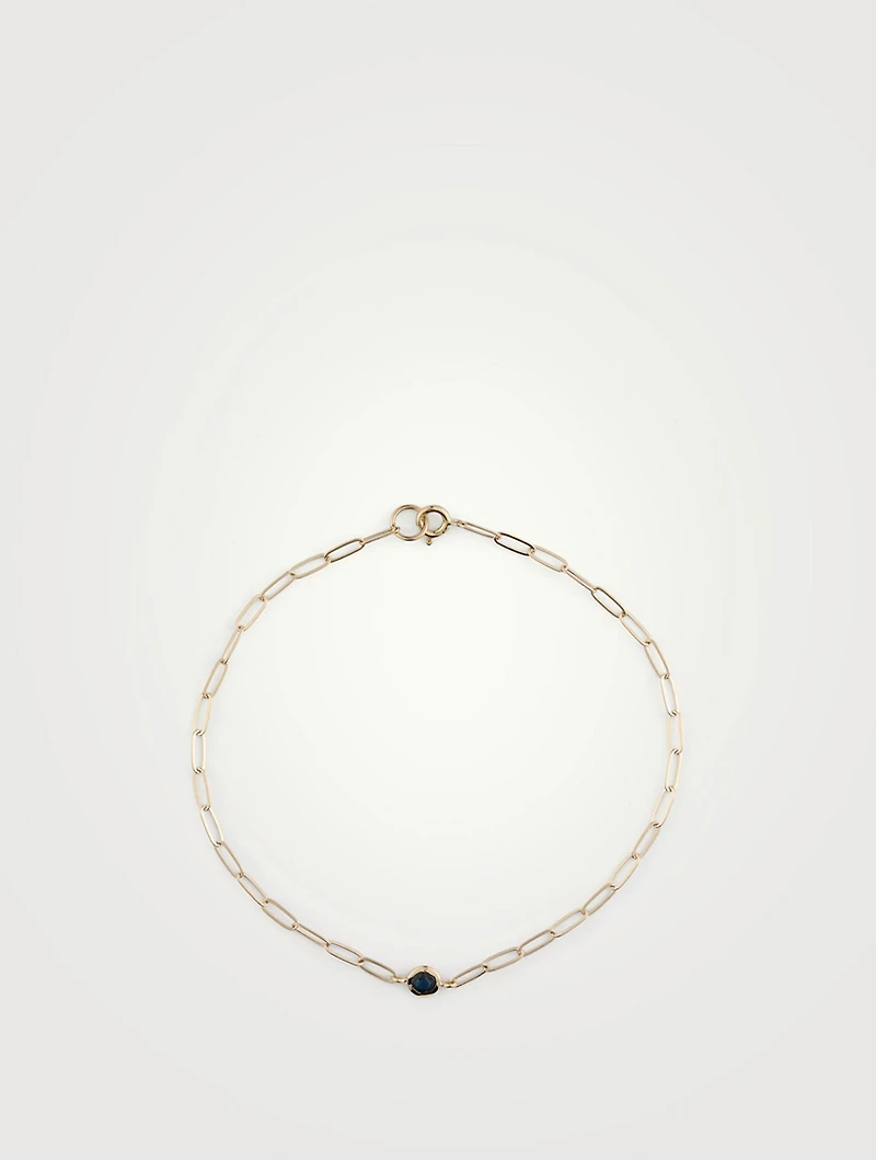 Classique 14K Gold Birthstone Bracelet With Sapphire