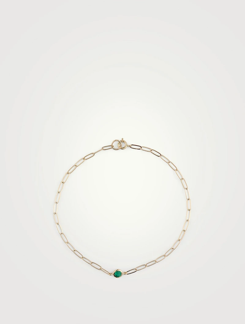 Classique 14K Gold Birthstone Bracelet With Emerald
