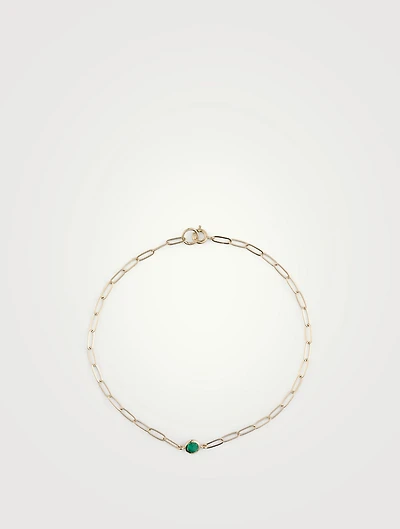 Classique 14K Gold Birthstone Bracelet With Emerald