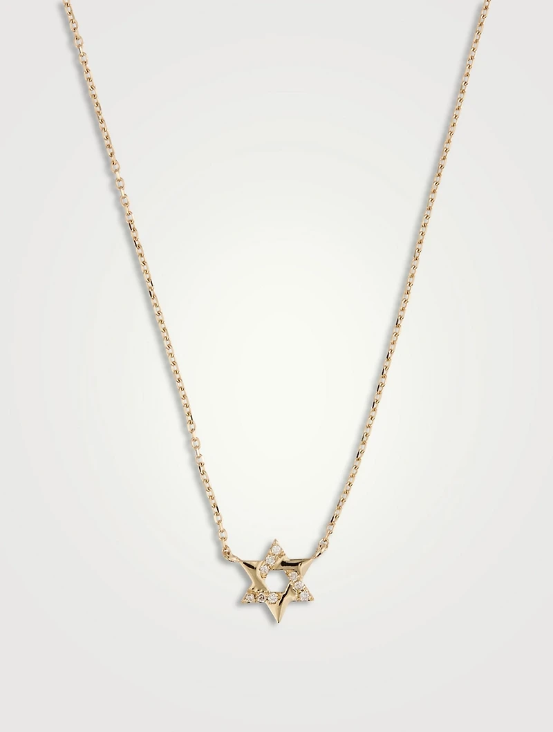 Love Letter 14K Gold Pavé Star Of David Necklace