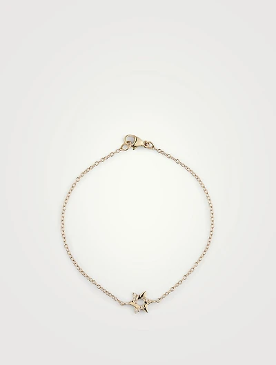 Love Letter 14K Gold Pavé Star Of David Bracelet