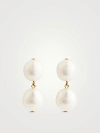 14K Gold Double Oval Drop Earrings