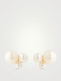 14K Gold Pearl Cluster Stud Earrings