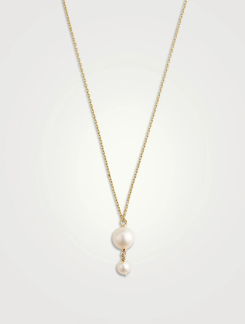 14K Gold Pearl Drop Necklace