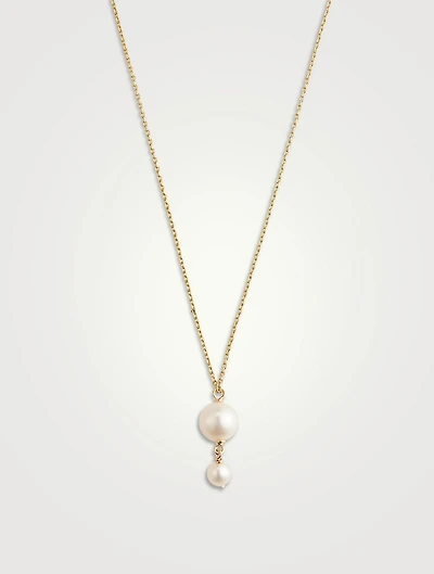 14K Gold Pearl Drop Necklace