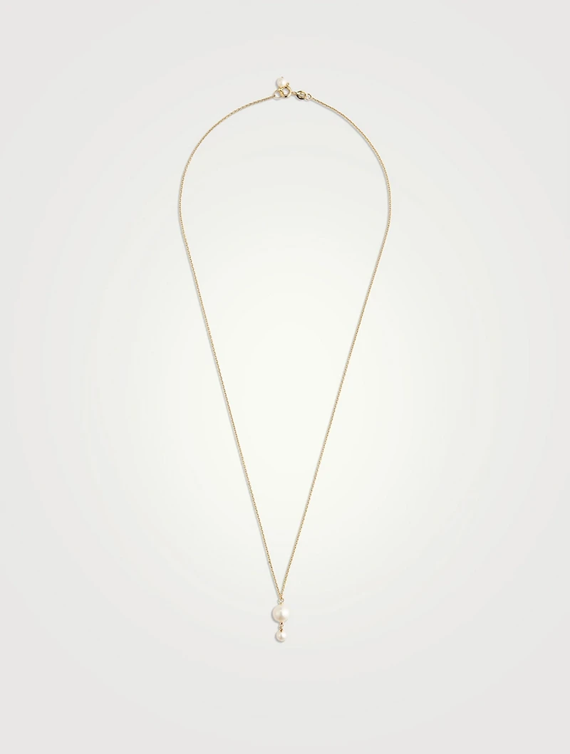 14K Gold Pearl Drop Necklace