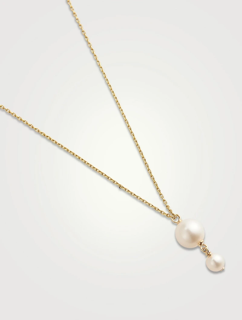 14K Gold Pearl Drop Necklace