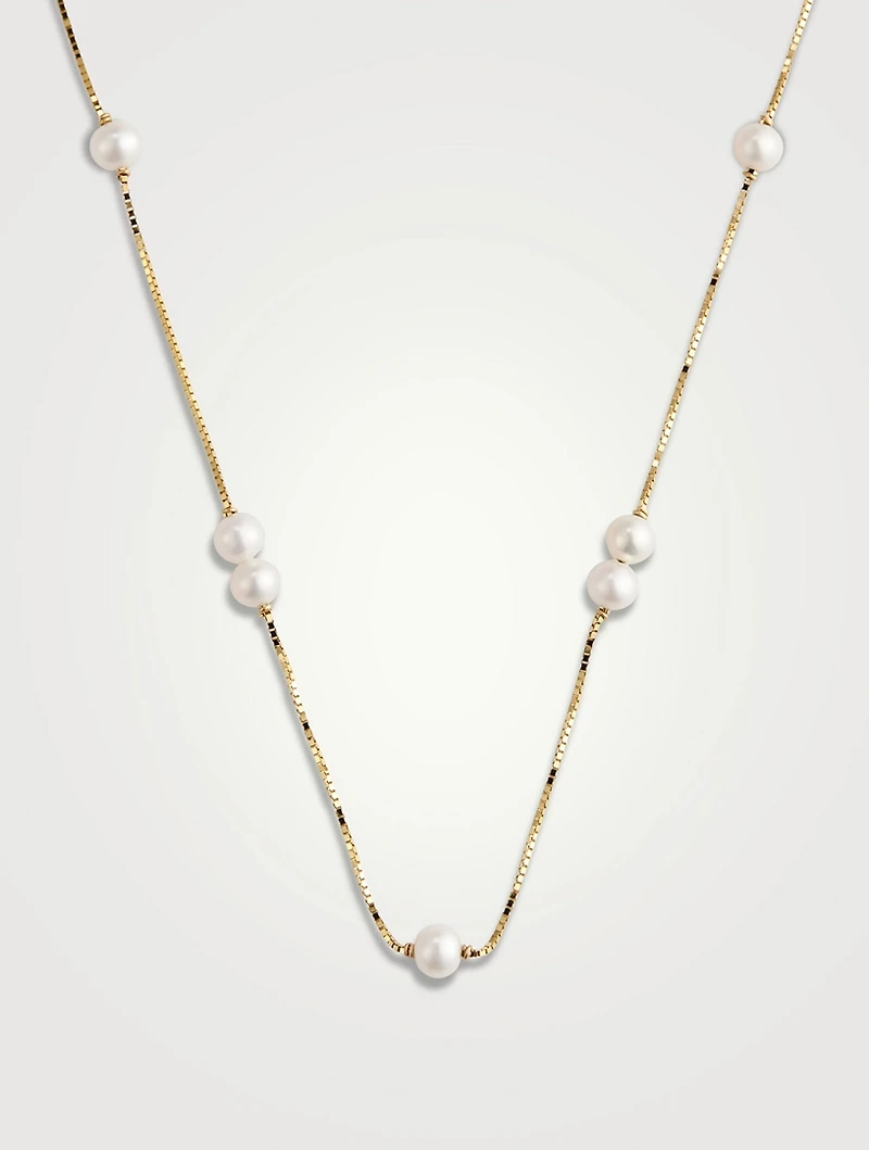 14K Gold Double Floating Pearl Necklace
