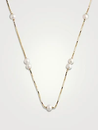 14K Gold Double Floating Pearl Necklace