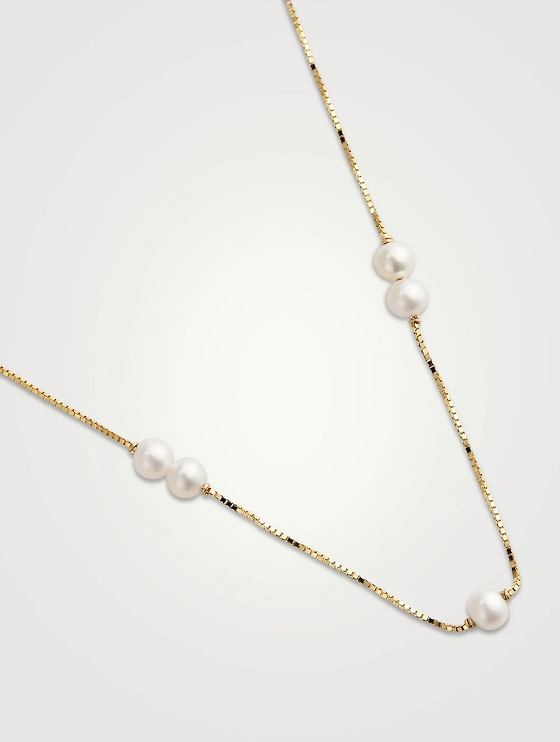 14K Gold Double Floating Pearl Necklace