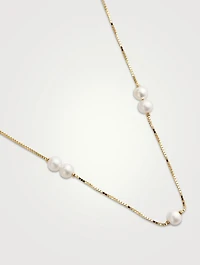 14K Gold Double Floating Pearl Necklace