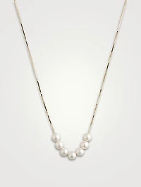 14K Gold Pearl Line Necklace