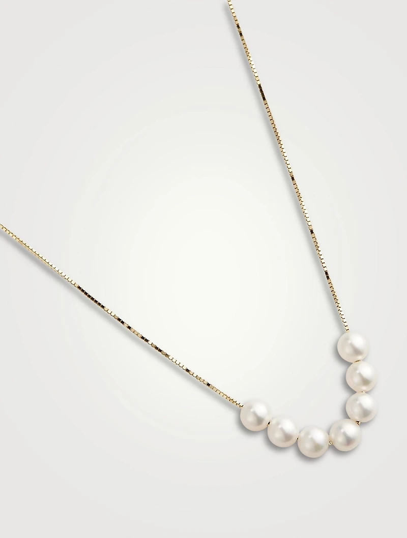 14K Gold Pearl Line Necklace