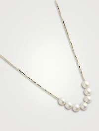 14K Gold Pearl Line Necklace