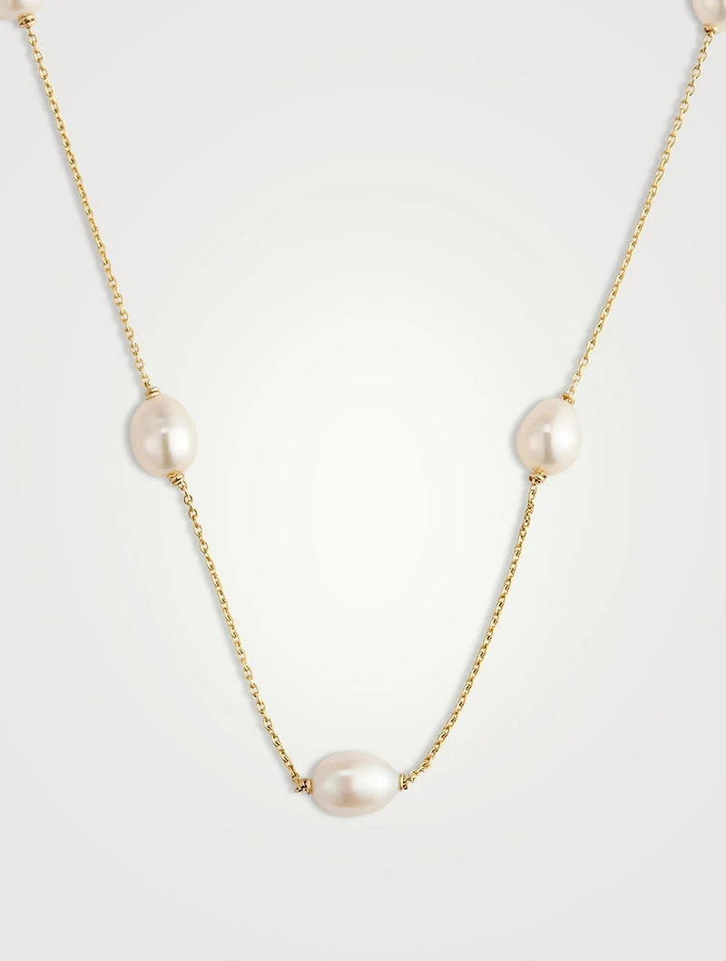 14K Gold Floating Pearl Necklace
