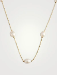 14K Gold Floating Pearl Necklace