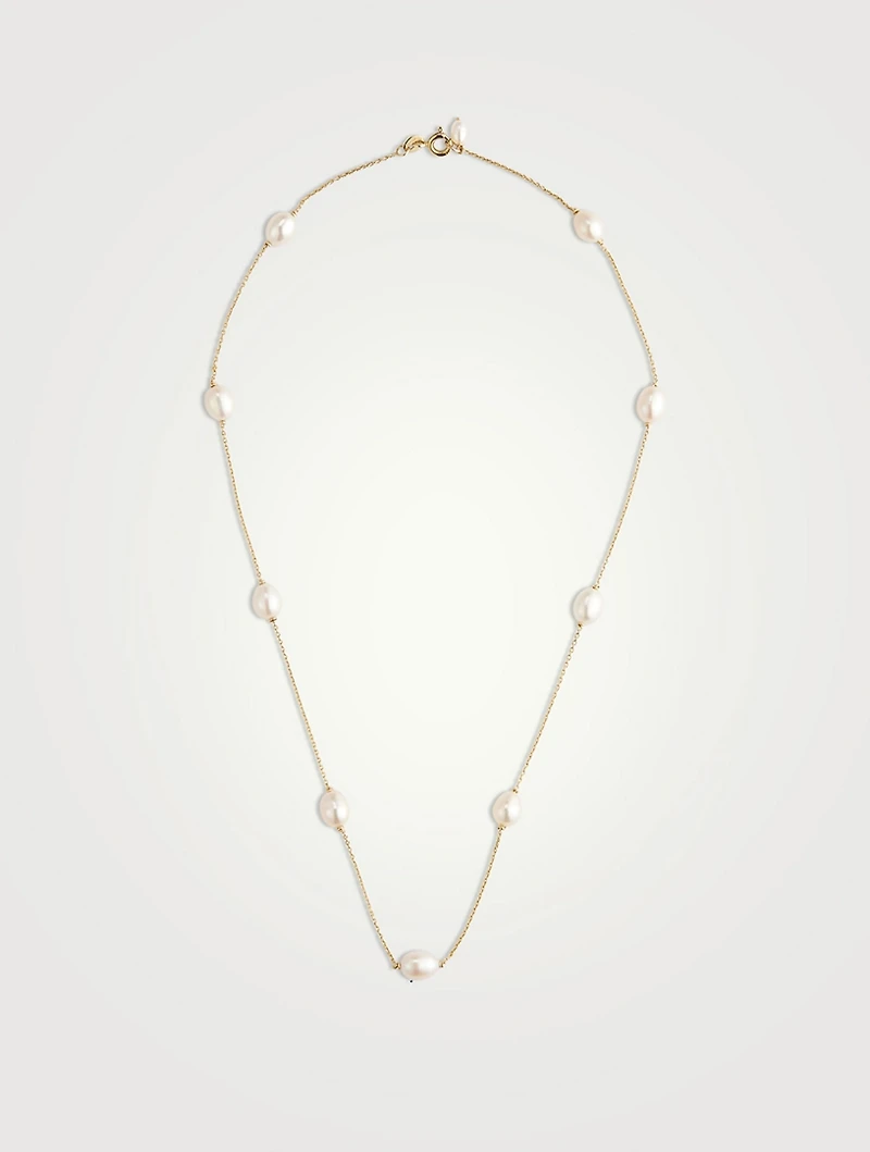 14K Gold Floating Pearl Necklace