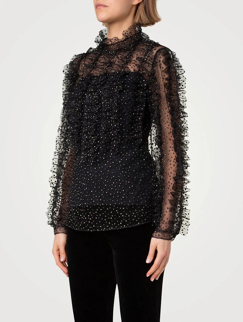 Ruffled Tulle Blouse