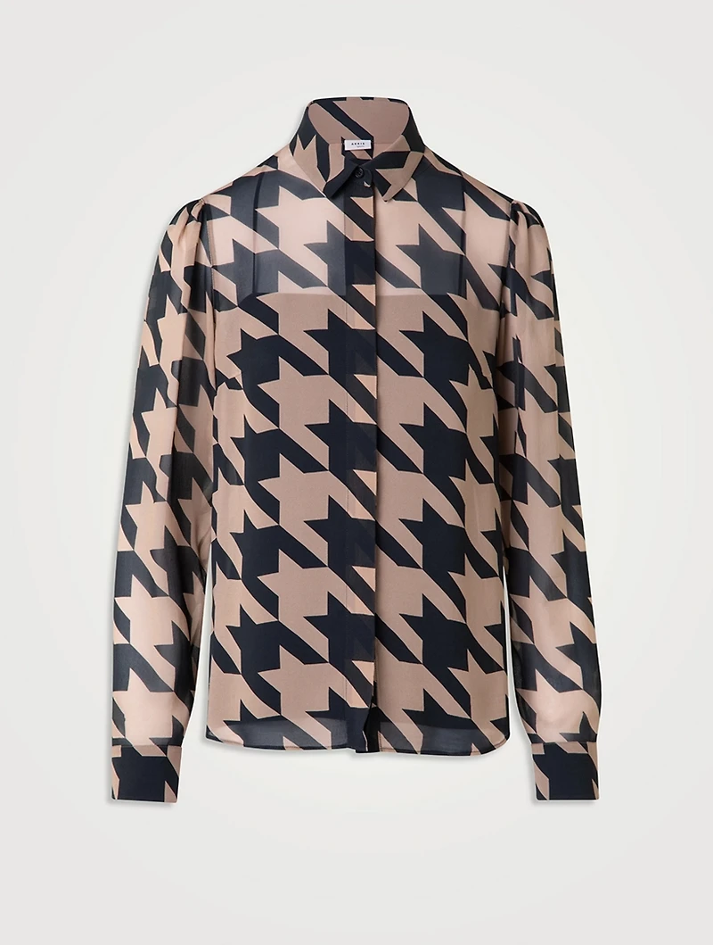 Georgette Shirt Houndstooth Print