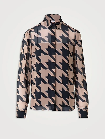 Georgette Shirt Houndstooth Print