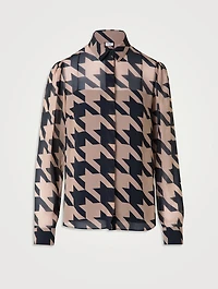 Georgette Shirt Houndstooth Print