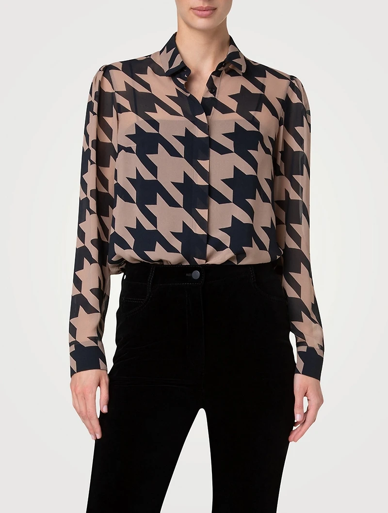 Georgette Shirt Houndstooth Print