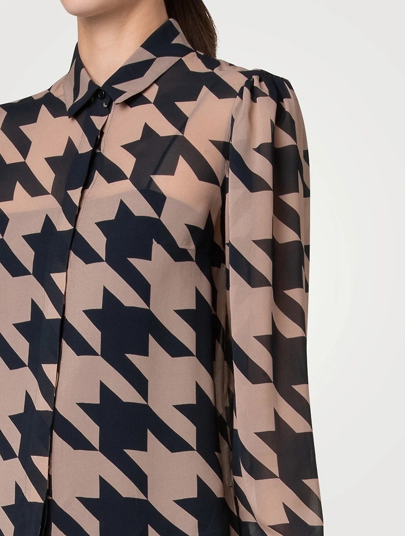 Georgette Shirt Houndstooth Print